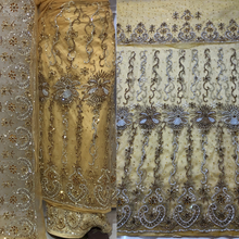 Load image into Gallery viewer, Pale Peach with crystal stone beaded Net Lace George Wrapper Set with  Blouse   - NLDG321
