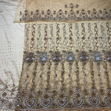 Load image into Gallery viewer, Pale Peach with crystal stone beaded Net Lace George Wrapper Set with  Blouse   - NLDG321
