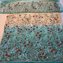 Load image into Gallery viewer, Beautiful Two Tone Heavy Silver stone beaded Net Lace George Wrapper Set with  Blouse   - NLDG322
