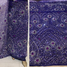 Load image into Gallery viewer, Trending Purple Heavy Crystal stone beaded Net Lace George Wrapper Set with  Blouse   - NLDG324
