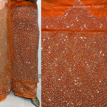 Load image into Gallery viewer, Enhancing Grey Heavy Crystal Stone beaded Net Lace George Wrapper Set with  Blouse   - NLDG327
