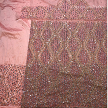 Load image into Gallery viewer, Enhancing Grey Heavy Crystal Stone beaded Net Lace George Wrapper Set with  Blouse   - NLDG327
