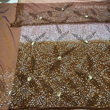 Load image into Gallery viewer, Two Tone Heavy Stone beaded Net Lace George Wrapper Set with  Blouse   - NLDG329
