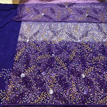 Load image into Gallery viewer, Two Tone Heavy Stone beaded Net Lace George Wrapper Set with  Blouse   - NLDG329
