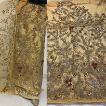 Load image into Gallery viewer, Bold Navy Blue Stone beaded Net Lace George Wrapper Set    - NLDG330
