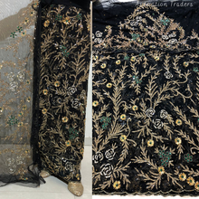 Load image into Gallery viewer, Bold Navy Blue Stone beaded Net Lace George Wrapper Set    - NLDG330
