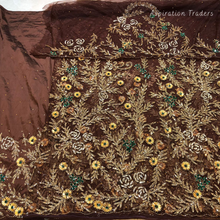 Load image into Gallery viewer, Bold Navy Blue Stone beaded Net Lace George Wrapper Set    - NLDG330
