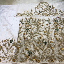 Load image into Gallery viewer, Bold Navy Blue Stone beaded Net Lace George Wrapper Set    - NLDG330
