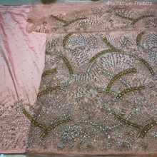 Load image into Gallery viewer, Gloomy Nigerian Green Stone beaded Net Lace George Wrapper Set    - NLDG331
