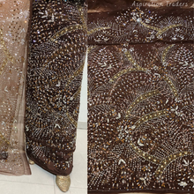 Load image into Gallery viewer, Gloomy Nigerian Green Stone beaded Net Lace George Wrapper Set    - NLDG331
