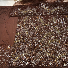 Load image into Gallery viewer, Gloomy Nigerian Green Stone beaded Net Lace George Wrapper Set    - NLDG331
