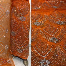 Load image into Gallery viewer, Turquoise Blue Heavy Stone beaded Net Lace George Wrapper Set    - NLDG333
