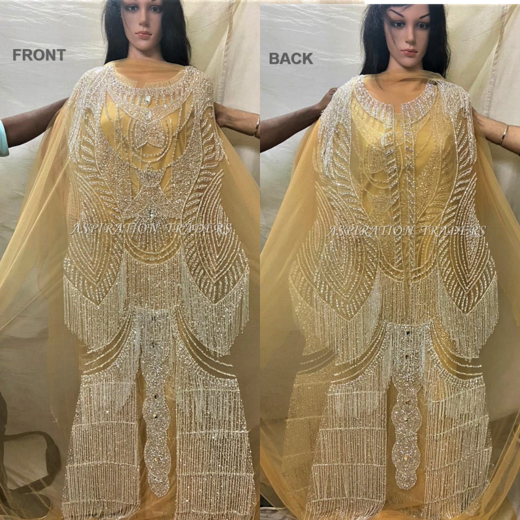 EXLUSIVE heavily beaded Designer Back front Panel Dress material - EG001
