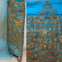 Load image into Gallery viewer, Fresh Sky Blue Net Silk Taffeta with Machine Embroidered George with Same blouse - RSG212
