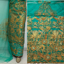 Load image into Gallery viewer, Fresh Sky Blue Net Silk Taffeta with Machine Embroidered George with Same blouse - RSG212
