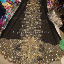 Load image into Gallery viewer, Somber Black African Traditional Dirac Georgette Dress With French Beaded stone work   - SD004
