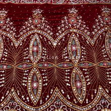 Load image into Gallery viewer, Festive Red Heavy Stone Beaded Velvet George Wrapper Set - VG058
