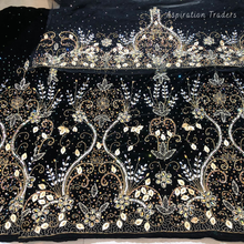 Load image into Gallery viewer, Bold Red with Gold work Designer Velvet Fabric Nigerian George Wrapper Set - VG080
