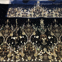 Load image into Gallery viewer, Bold Red with Gold work Designer Velvet Fabric Nigerian George Wrapper Set - VG080
