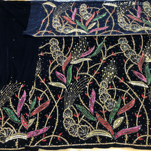 Load image into Gallery viewer, Iconic Black Crystal Stone Beaded Designer Velvet Fabric Nigerian George Wrapper Set - VG084
