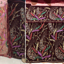 Load image into Gallery viewer, Iconic Black Crystal Stone Beaded Designer Velvet Fabric Nigerian George Wrapper Set - VG084
