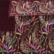 Load image into Gallery viewer, Iconic Black Crystal Stone Beaded Designer Velvet Fabric Nigerian George Wrapper Set - VG084
