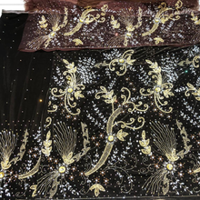 Load image into Gallery viewer, Elegant Turquoise Blue  Crystal Stone Beaded Designer Velvet Fabric Nigerian George Wrapper Set - VG085
