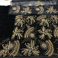 Load image into Gallery viewer, Sober Sky Blue Crystal Stone Beaded Designer Velvet Fabric George Wrapper Set - VG087
