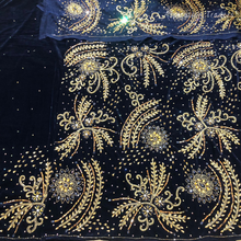 Load image into Gallery viewer, Sober Sky Blue Crystal Stone Beaded Designer Velvet Fabric George Wrapper Set - VG087
