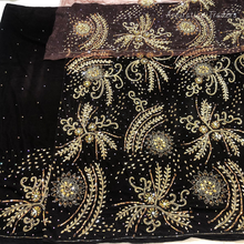 Load image into Gallery viewer, Sober Sky Blue Crystal Stone Beaded Designer Velvet Fabric George Wrapper Set - VG087
