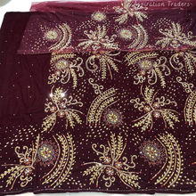 Load image into Gallery viewer, Sober Sky Blue Crystal Stone Beaded Designer Velvet Fabric George Wrapper Set - VG087
