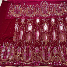 Load image into Gallery viewer, Olive Green Heavy Stone Beaded Designer Velvet Fabric George Wrapper Set - VG088
