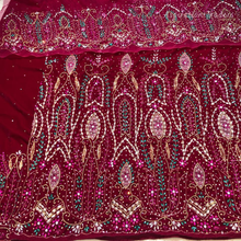 Load image into Gallery viewer, Beautiful Pink Heavy Stone Beaded Designer Velvet Fabric George Set - VG089
