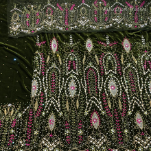 Load image into Gallery viewer, Beautiful Pink Heavy Stone Beaded Designer Velvet Fabric George Set - VG089
