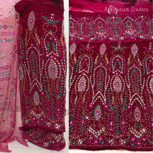 Load image into Gallery viewer, Beautiful Pink Heavy Stone Beaded Designer Velvet Fabric George Set - VG089
