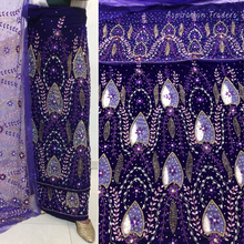 Load image into Gallery viewer, Burnt Orange Heavy Stone Beaded Designer Velvet Fabric George Set - VG090
