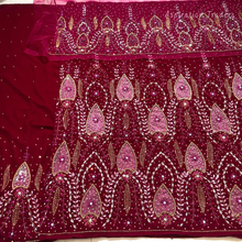 Load image into Gallery viewer, Burnt Orange Heavy Stone Beaded Designer Velvet Fabric George Set - VG090
