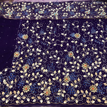 Load image into Gallery viewer, Turquoise Blue crystal stone Beaded Designer Velvet Fabric George Set - VG092
