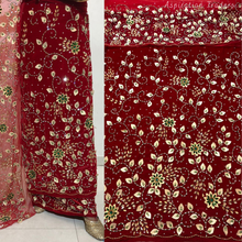 Load image into Gallery viewer, Turquoise Blue crystal stone Beaded Designer Velvet Fabric George Set - VG092
