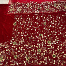 Load image into Gallery viewer, Turquoise Blue crystal stone Beaded Designer Velvet Fabric George Set - VG092
