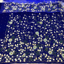 Load image into Gallery viewer, Turquoise Blue crystal stone Beaded Designer Velvet Fabric George Set - VG092
