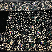 Load image into Gallery viewer, Turquoise Blue crystal stone Beaded Designer Velvet Fabric George Set - VG092
