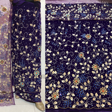 Load image into Gallery viewer, Turquoise Blue crystal stone Beaded Designer Velvet Fabric George Set - VG092
