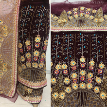 Load image into Gallery viewer, Maroon Stone Beaded Designer Velvet Fabric George Set - VG095

