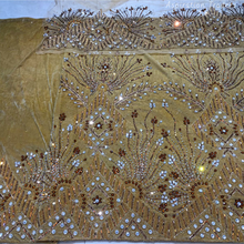 Load image into Gallery viewer, Gold  crystal stone Beaded Designer Velvet Fabric George Set - VG097
