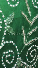 Load and play video in Gallery viewer, Festive Nigerian Green Pearl Beaded With Multi Stone Work Applique Designer - AP104
