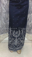 Load and play video in Gallery viewer, Bold Navy Blue Net Lace Designer George With Silver Beaded Work Set - NLDG227
