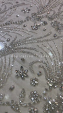 Load and play video in Gallery viewer, Enhancing Feather White Applique Designer Set With Heavy Stone Work AP080

