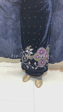 Load and play video in Gallery viewer, Beauty in Black Velvet Heavily Beaded Nigerian George wrapper set - VG060
