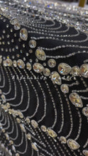 Load and play video in Gallery viewer, Trendsetting Black with Heavy  Silver Crystal Stone work Applique Set - AP082
